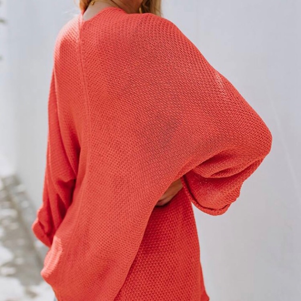 {Abigail} Orange Cute Trendy Cardigan Knit - Picture 6 of 7